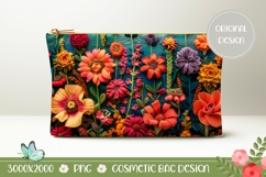 Knitted Flowers Cosmetic Bag, Wildflowers Cosmetic Bag PNG Product Image 1