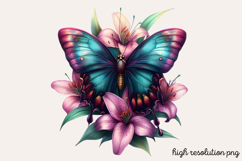 Butterfly Flowers Clipart PNG Product Image 1