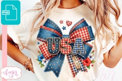 USA bow T-shirt sublimation design, Patriotic PNG design Product Image 2