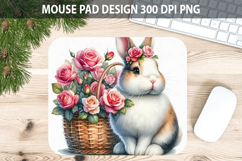 Watercolor Bunny Mouse Pad Sublimation - Valentines PNG Product Image 1
