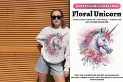 Floral Unicorn | Pink Unicorn | Watercolor Unicorn Product Image 1