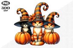 Halloween Cat And Pumpkin Sublimation - Clipart PNG Design Product Image 1
