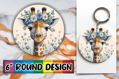 Joyful Car Coaster Round Style PNG, Giraffe Product Image 1