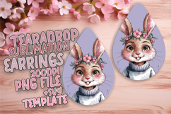 Gorgeous Teardrop Design PNG for Earrings , Cute Bunny Product Image 1