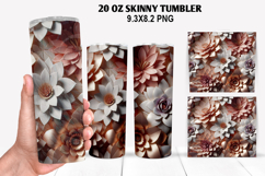 3D Flower Skinny Tumbler 20oz Wrap Design,Flowers Tumble PNG Product Image 1