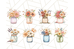 Flowers in Glass Jars PNG, Rustic Floral Watercolor Clipart Product Image 2
