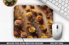 3D Flowers Mouse Pad Sublimation, Flowers Mouse Pad PNG Product Image 1