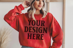 Cardinal Red Gildan 18500 Hoodie Mockup, G18000 Hoodie Model Product Image 1