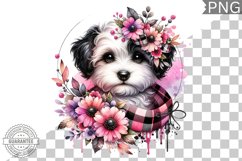 Dog With Flowers Sublimation - Clipart PNG Design Product Image 1