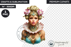 Royal Lotus Princess Fantasy Goddess Floral Clipart Product Image 1