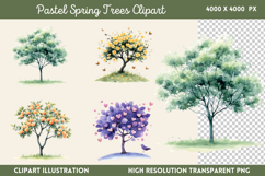 Pastel Spring Trees Clipart Bundle PNG Product Image 16