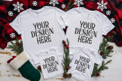 Christmas Family Matching Flat Lay T-Shirt Mockups Product Image 1