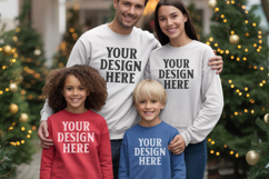 Christmas Family Matching T-Shirt Mockups | Holiday Group Product Image 1