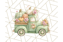 Vintage Truck Pumpkin and Fall Flowers PNG Clipart, Autumn Product Image 2