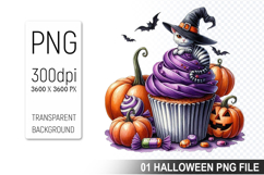 Cupcake With A Halloween Cat, Halloween Clipart PNG File Product Image 1