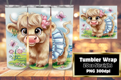 STYLISH 20oz Tumbler Wrap Design , Cute Cow Product Image 1