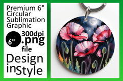 Artful Round Design Coaster Template , Flowers Product Image 1