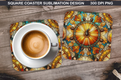Pumpkin Coaster Sublimation, Halloween Coaster PNG Design Product Image 1