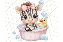 Safari Animal Babies in Bubble Baths, Cute Jungle Animal PNG Product Image 2