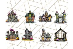 Halloween Buildings Clipart PNG, Haunted Houses Art Product Image 2