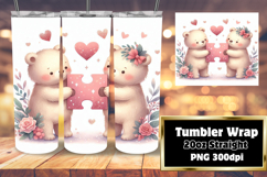 Custom 20oz Tumbler Wrap Download , Valentine Bear Product Image 1