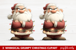 2 Whimsical Grumpy Christmas Clipart | Funny Grumpy Holiday Product Image 1