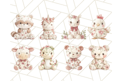 Pink Floral Stuffed Animal Clipart PNG, Cute Stuffed Animals Product Image 6