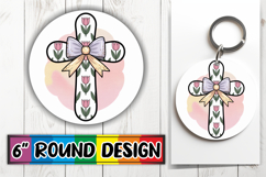 Joyful Car Coaster Round Style PNG, Cross and Bow Product Image 1