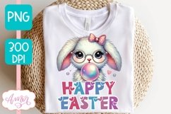 Happy Easter sublimation PNG, Cute Easter bunny bubble gum Product Image 2