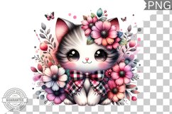 Cat With Flowers Sublimation - Clipart PNG Design Product Image 1