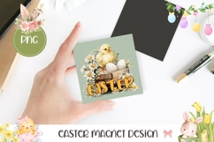 Floral Easter Magnet, Easter Chick Square Coaster PNG Product Image 1