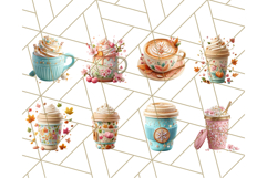 Pastel Coffee Mug Clipart PNG, Latte Iced Coffee Tea Cups Product Image 2