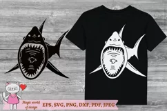 Shark svg silhouette, Files for Cricut, Shark Angry Tee Product Image 4