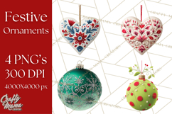 Christmas Ornaments Clipart PNG, Realistic Holiday Ornaments Product Image 1