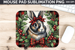 Watercolor Rabbit Mouse Pad Sublimation - Christmas PNG Product Image 1