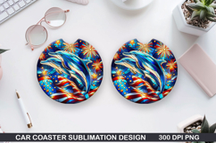 Dolphins Car Coaster Sublimation, 4th Of July Coaster PNG Product Image 1