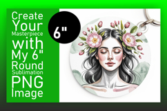 Charming Round Design Keychain Template , Beauty Woman Product Image 1