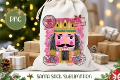 Pink Christmas Nutcracker Santa Sack, Christmas Gift Bag Product Image 1