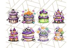 Whimsical Halloween Cake Clipart PNG, Spooky Desserts Product Image 6