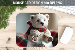 Christmas Bear Mouse Pad Sublimation - Animal PNG Design Product Image 1