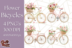 Bicycle with Flowers PNG, Pastel Spring Floral Bike Clipart Product Image 1