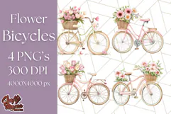 Bicycle with Flowers PNG, Pastel Spring Floral Bike Clipart Product Image 1