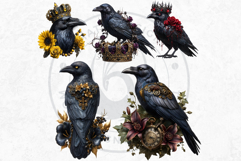 Floral Ravens Fantasy Gothic and Botanical Bird Graphics Product Image 10
