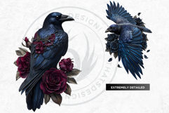 Floral Ravens Fantasy Gothic and Botanical Bird Graphics Product Image 11