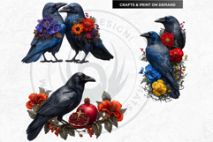Floral Ravens Fantasy Gothic and Botanical Bird Graphics Product Image 12