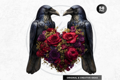 Floral Ravens Fantasy Gothic and Botanical Bird Graphics Product Image 4