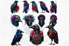 Floral Ravens Fantasy Gothic and Botanical Bird Graphics Product Image 7