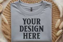 Gildan 64000 Heather Grey Folded T-Shirt Mockup | Flat Lay U Product Image 1