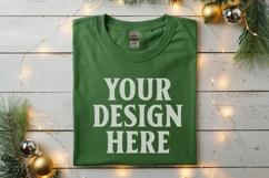 Gildan 5000 Irish Green Folded Christmas Mockup, G5000 mock Product Image 1