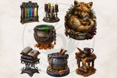 Mystic Alchemy Clipart - Gothic Witch Autumn Apothecary PNG Product Image 13